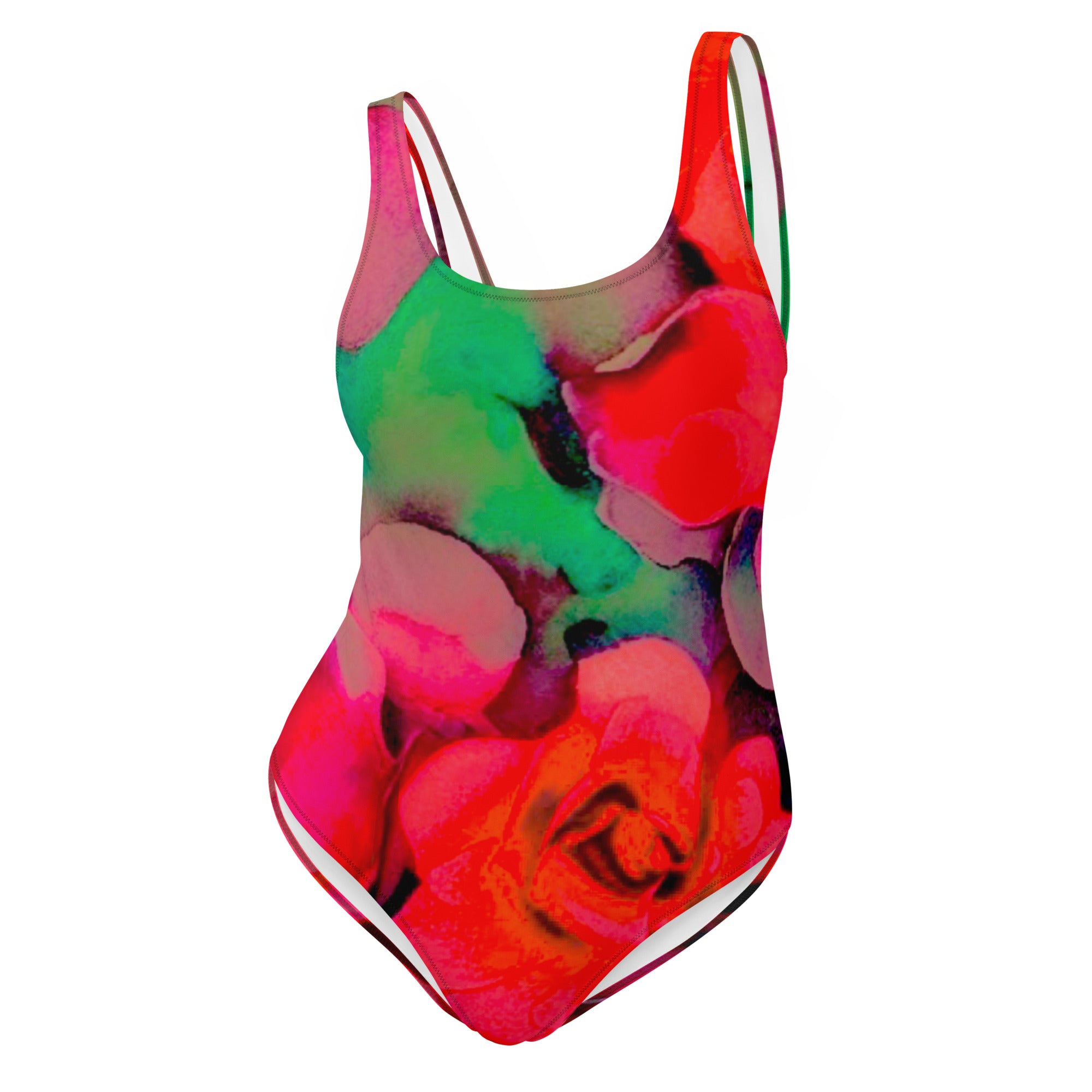 Rosy Watercolor One-Piece Swimsuit