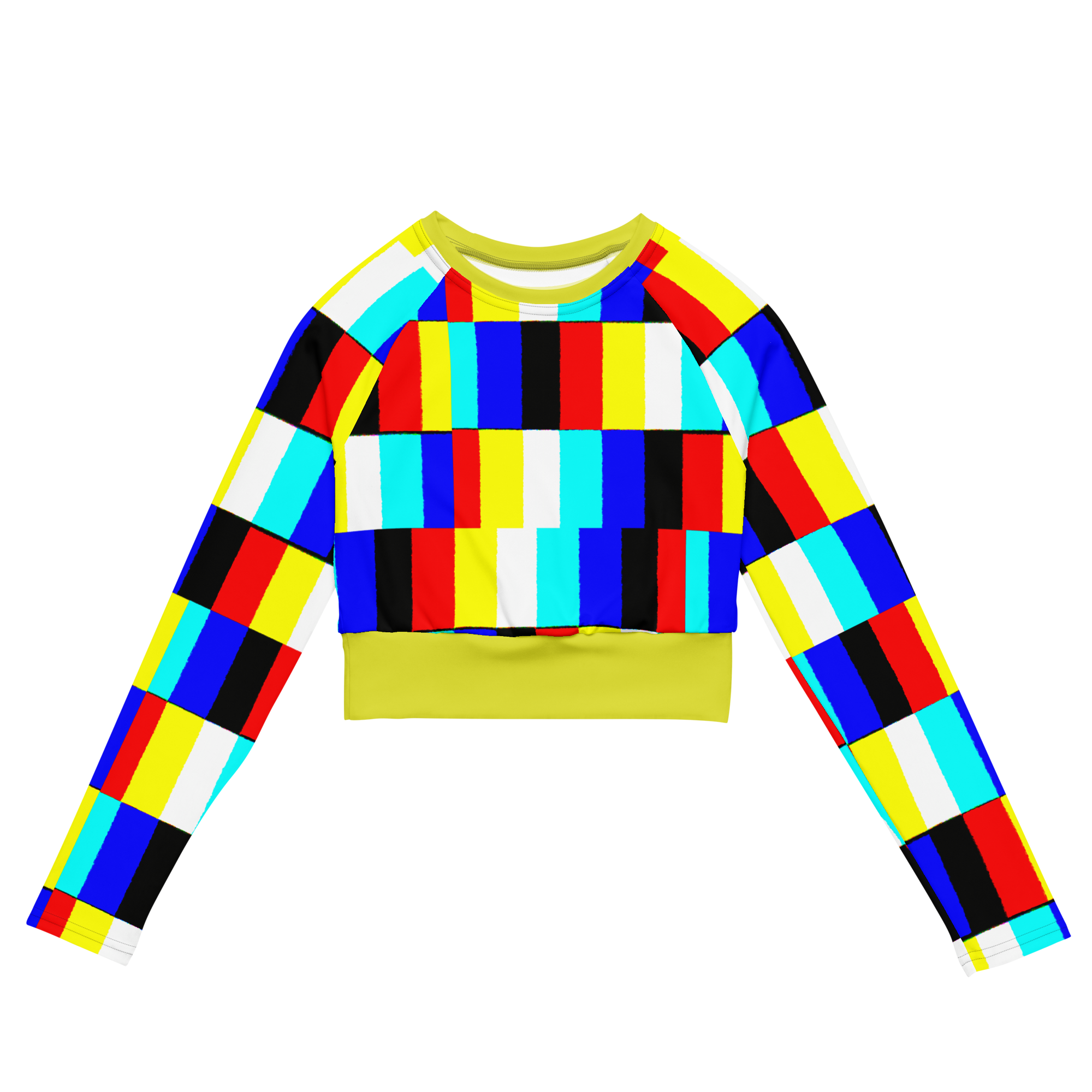GLITCH long-sleeve crop top (yellow contrast)