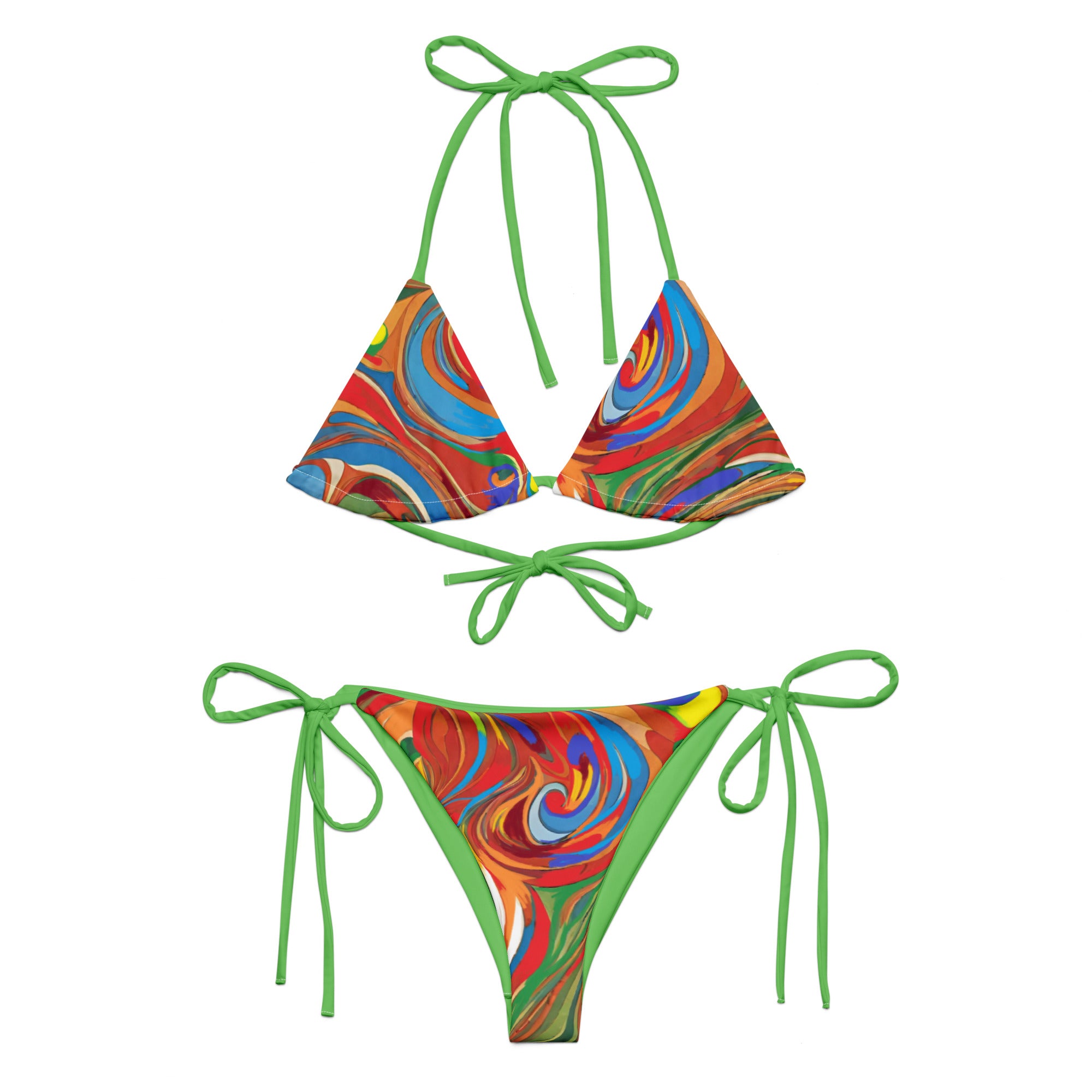 POLYCHROME print recycled string bikini