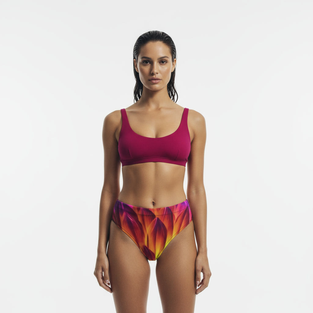 Recycled high-waisted bikini bottom