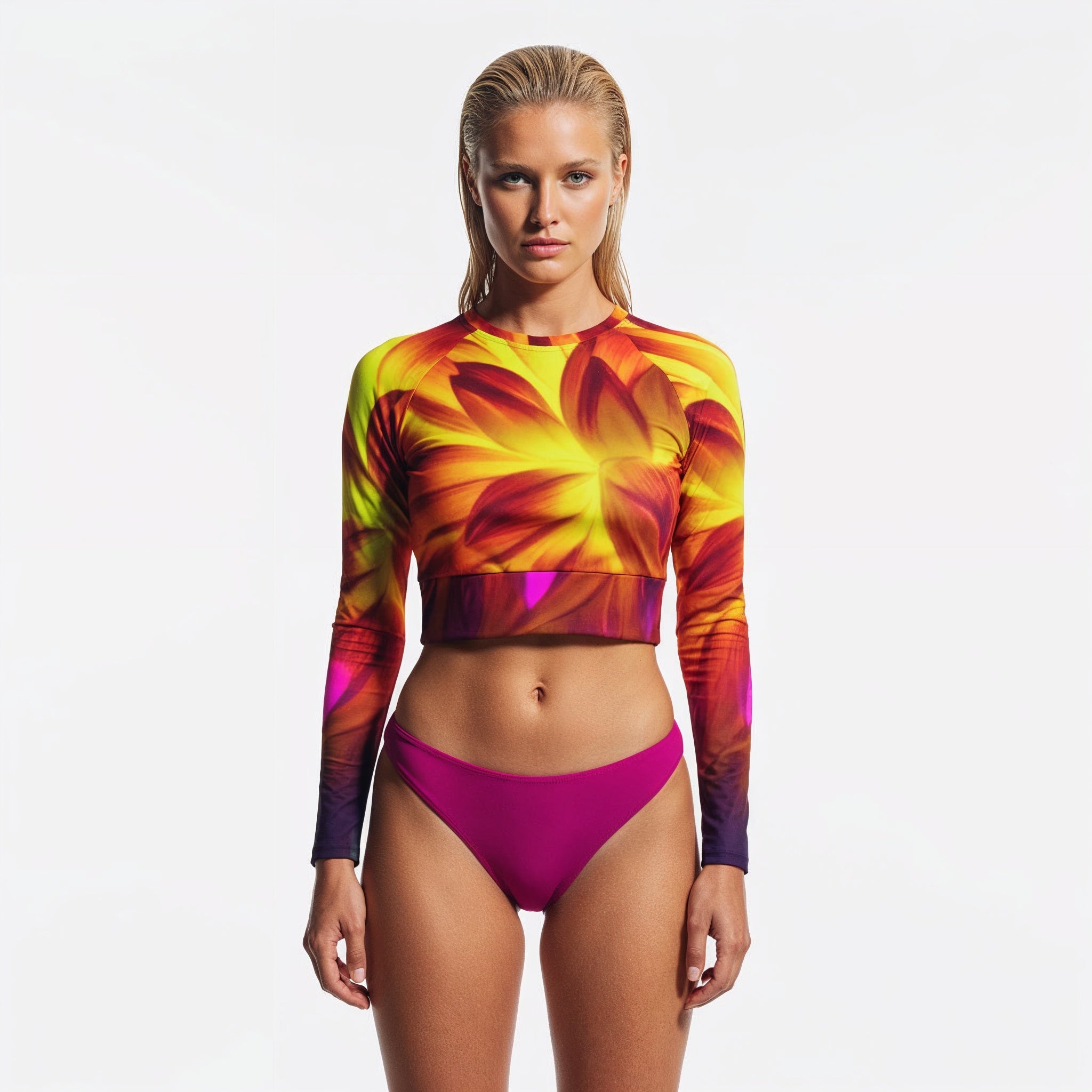 FIRE DAHLIA Recycled long-sleeve crop