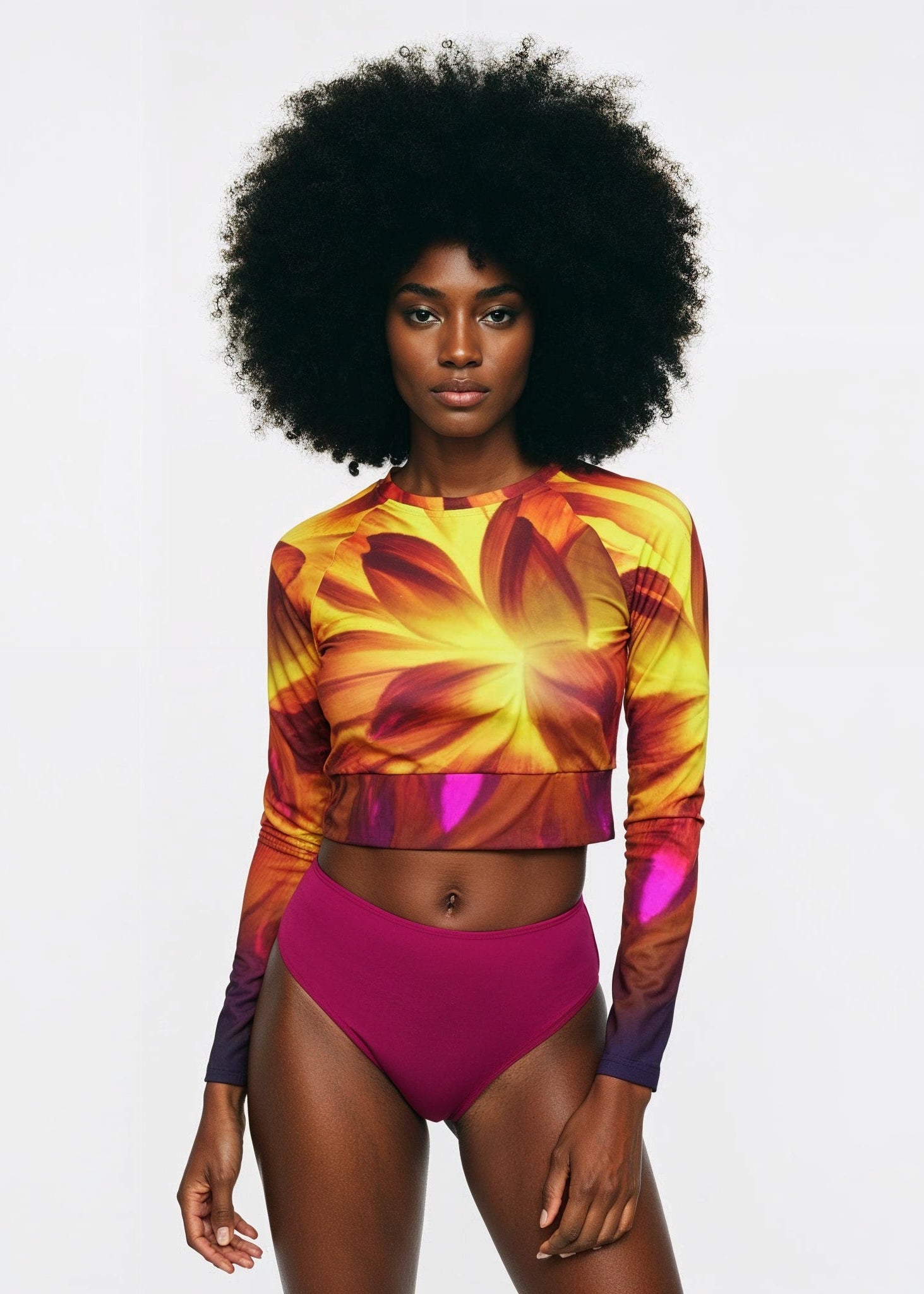 FIRE DAHLIA Recycled long-sleeve crop