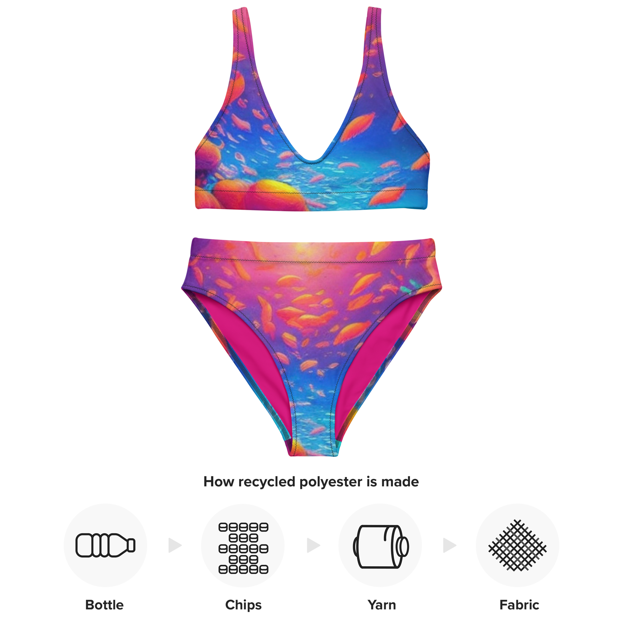 sunset water high-waisted bikini