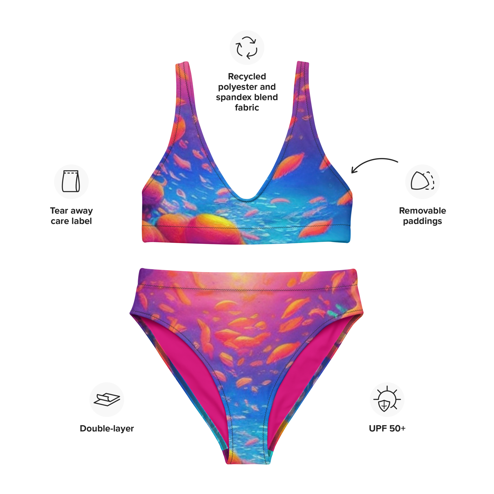 sunset water high-waisted bikini