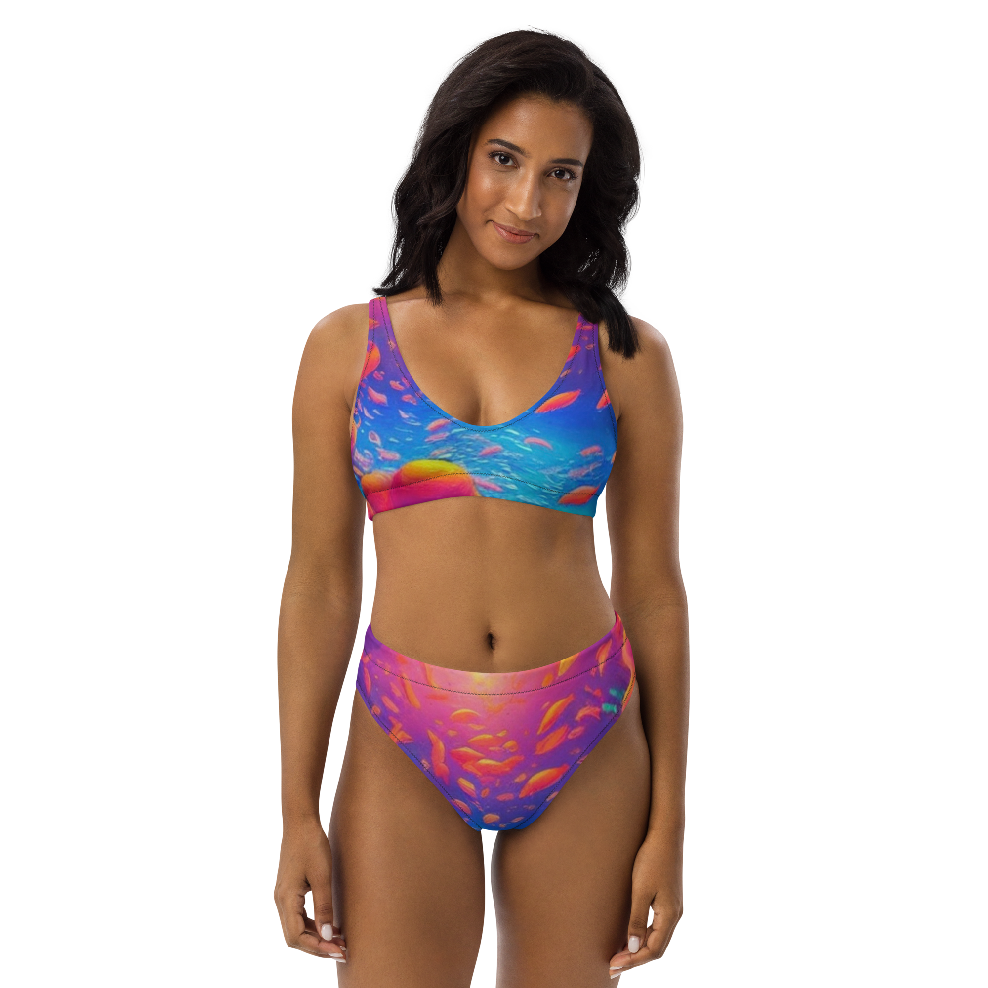 sunset water high-waisted bikini