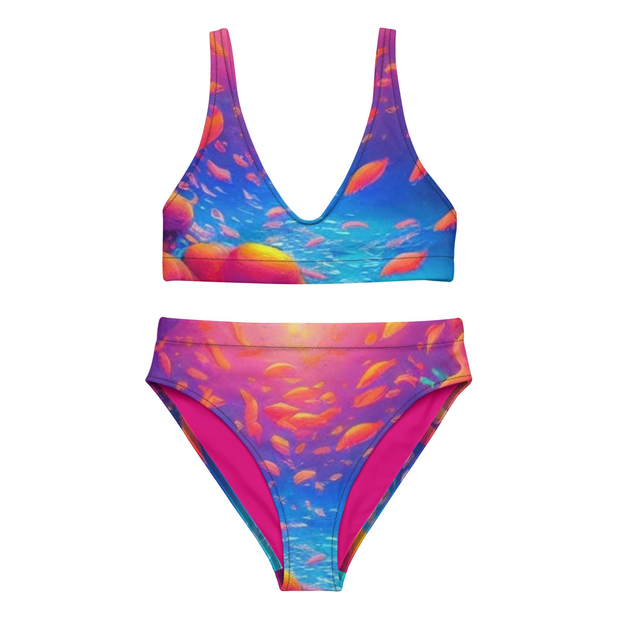 sunset water high-waisted bikini