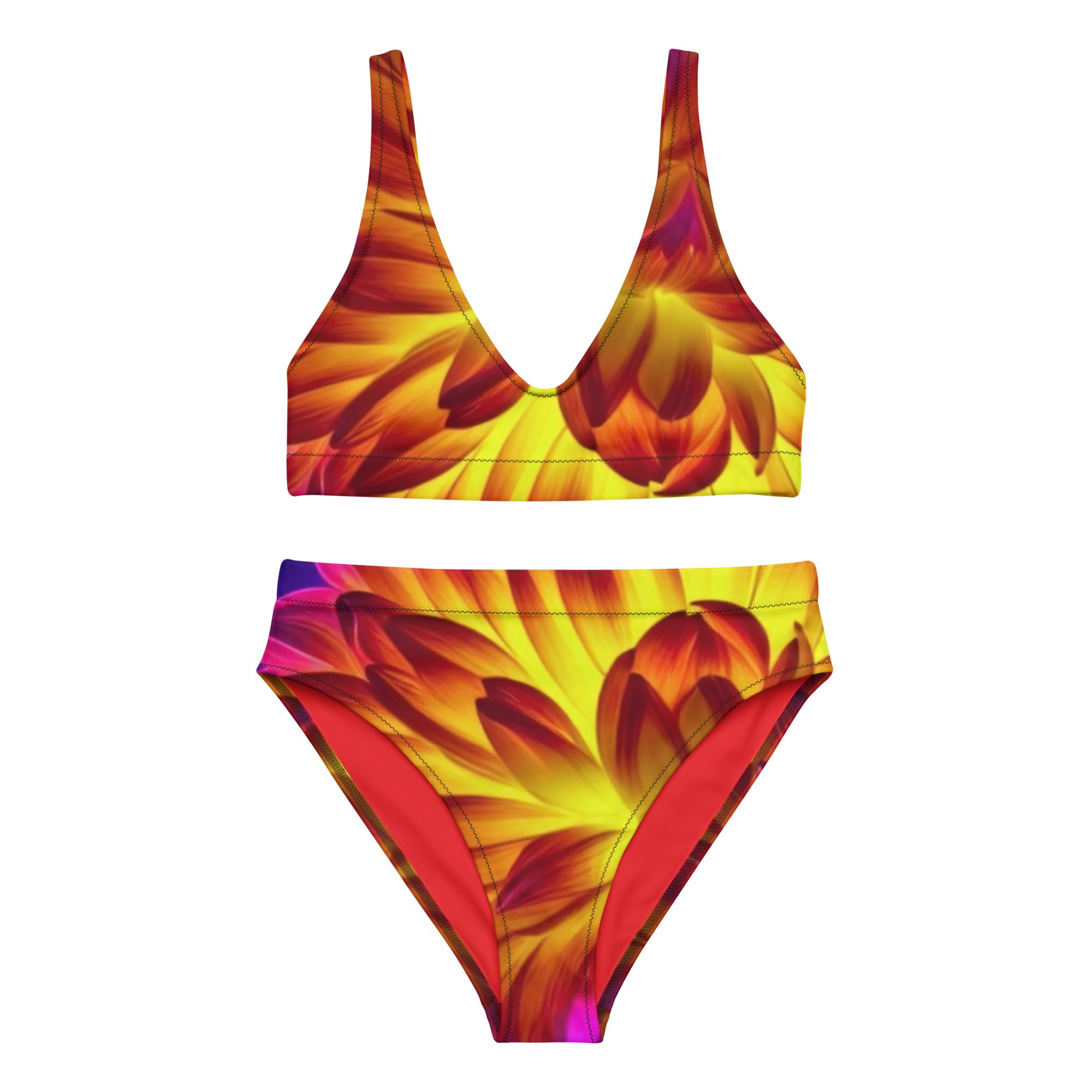 FIRE DAHLIA  high-waisted bikini