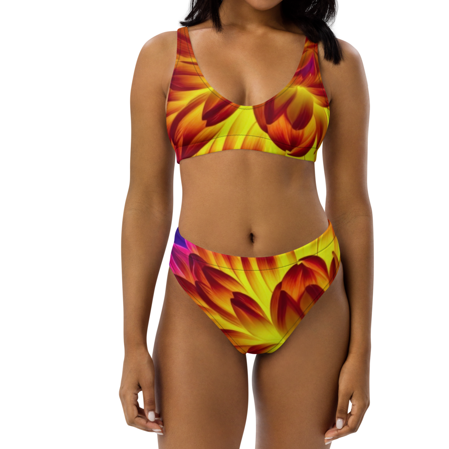 FIRE DAHLIA  high-waisted bikini