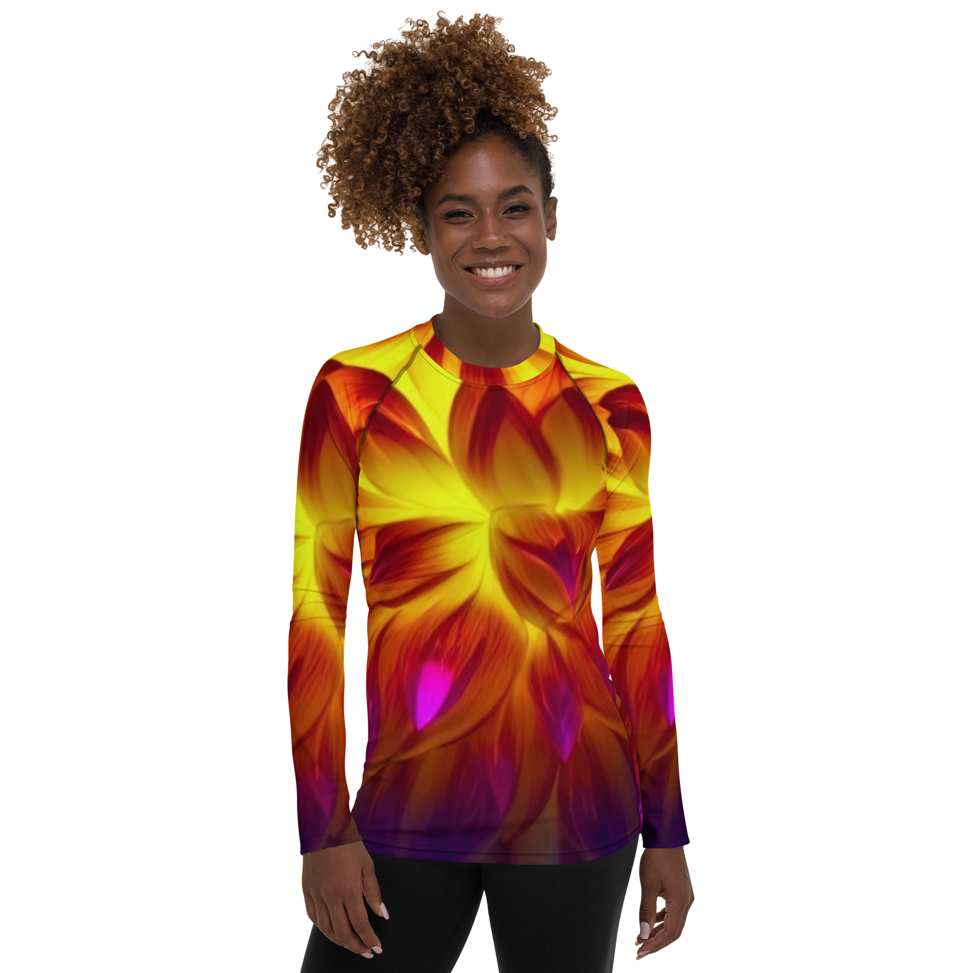 FIRE DAHLIA Women's Rash Guard