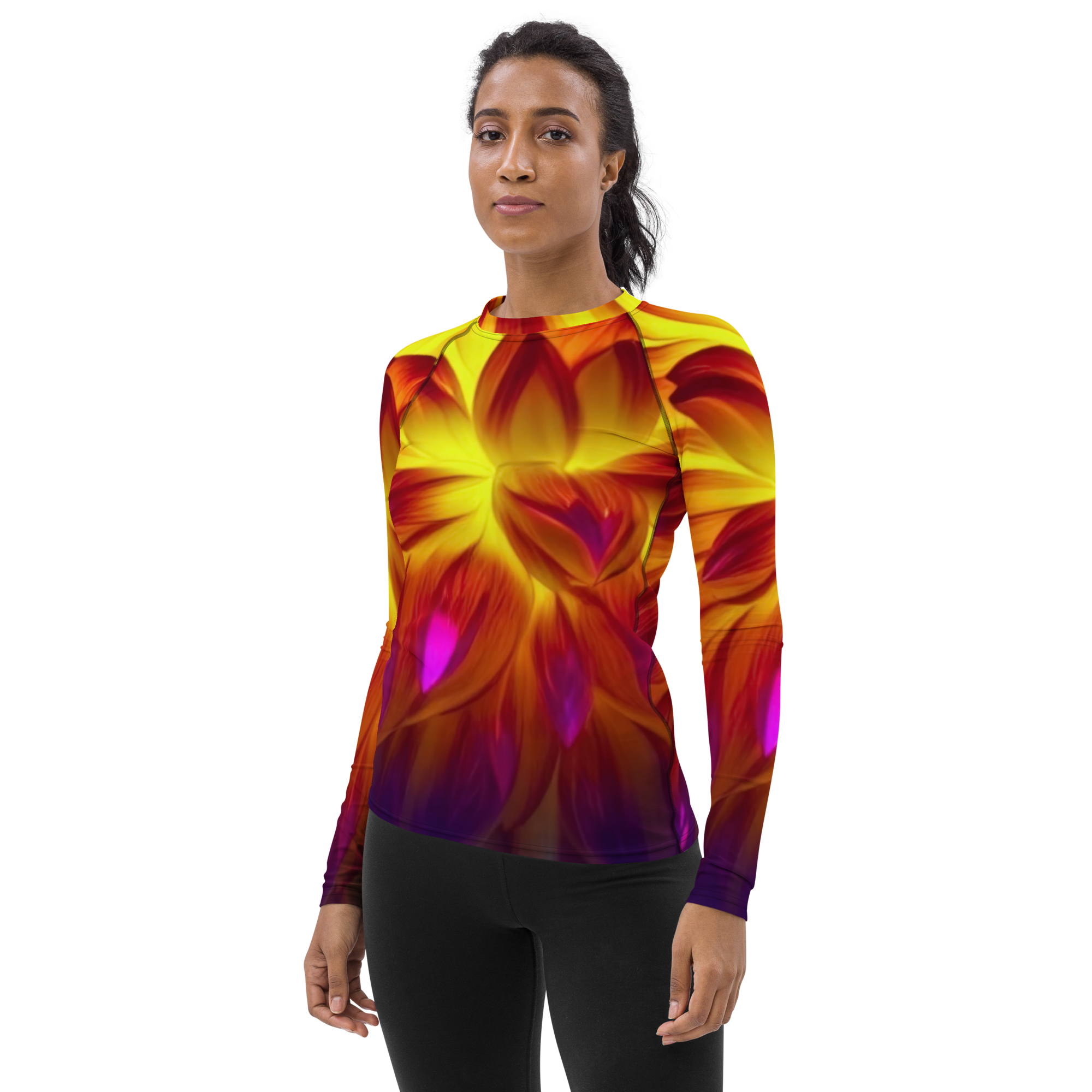 FIRE DAHLIA Women's Rash Guard