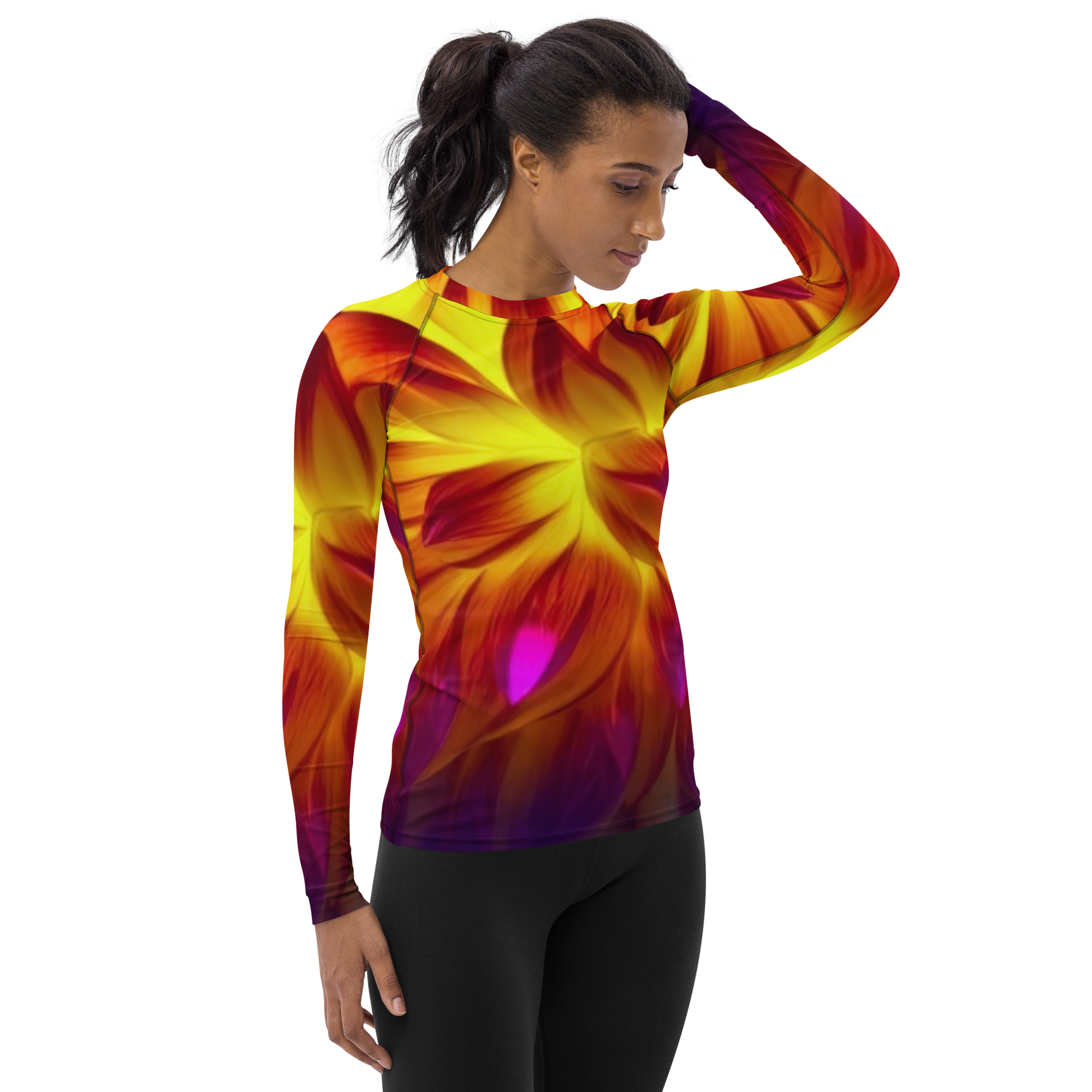 FIRE DAHLIA Women's Rash Guard